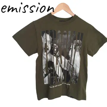 emission 에미션 티셔츠 [S] 상의 빅 로고 카키