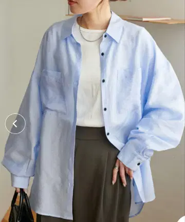 디스코트 시어 블랙 버튼 빅 셔츠