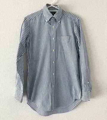 가마쿠라 셔츠 블루 스트라이프 긴팔 면100% 38-82