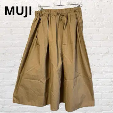 9847 무인양품 MUJI 무릎 기장 플레어 스커트 브라운 허리밴딩 S