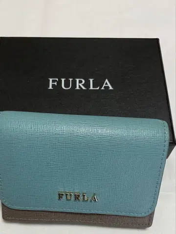 FURLA 가죽 아코디언 카드 케이스 스카이블루/브라운 그레이
