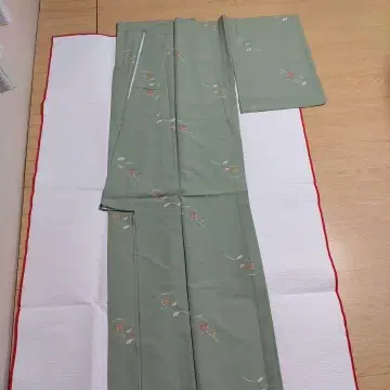 연한 녹색 코몬 기모노 홑옷 워셔블 기모노