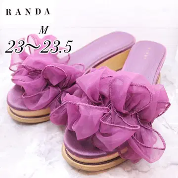 randa 란다 뱀부 샌들 꽃무늬 코사지 퍼플 23 23.5