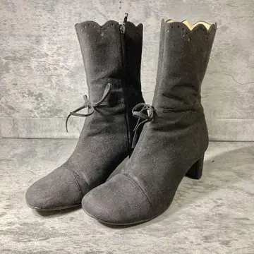 새상품급 [ 빈티지 ] 숏부츠 힐 스웨이드 23 cm