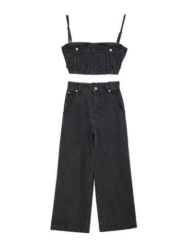 AMERI 아메리 BUSTIER DENIM SET ROMPERS