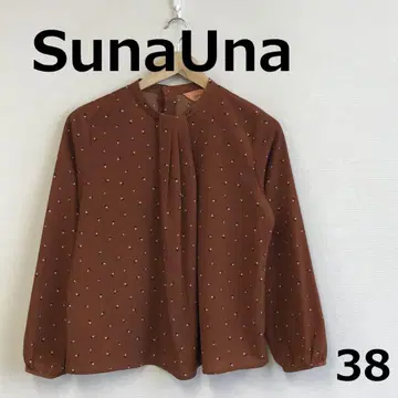 H0731A16 [ Suna Una ] 보타이풍 긴소매 올 패턴 블라우스