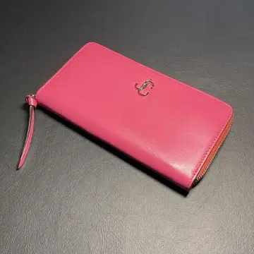 레어 JIMMY CHOO 지미추 라운드 지퍼 장지갑 핑크