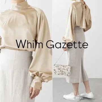 [새상품급/레어] WhimGazette 새틴 보타이 블라우스 골드