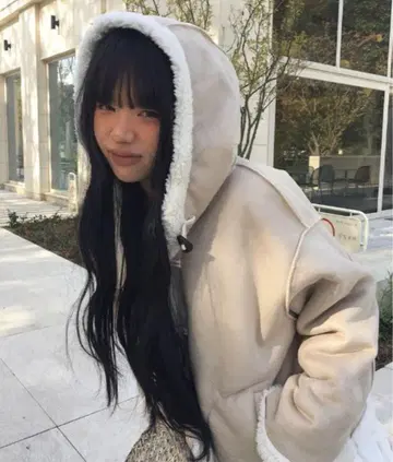 anyonemore 후드 부착 스웨이드 느낌 더플 보아 자켓