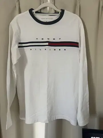 TOMMY HILFIGER 화이트 롱 티셔츠