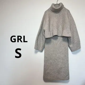 새상품급 그레일 GRL S 셋업 니트 스커트 터틀 베이지