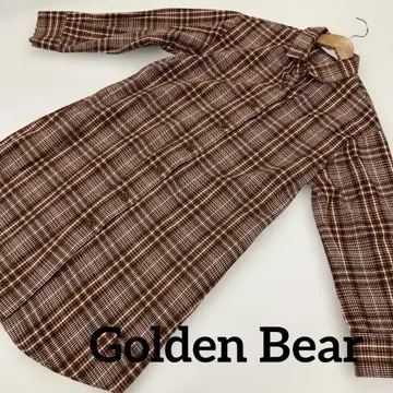 Golden Bear 체크 무늬 셔츠 원피스 M 여성용 #1715
