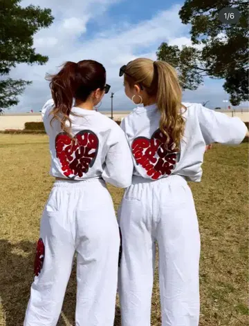 REGIEVO 셋업 하트 사가라 자수 셋업 오트밀
