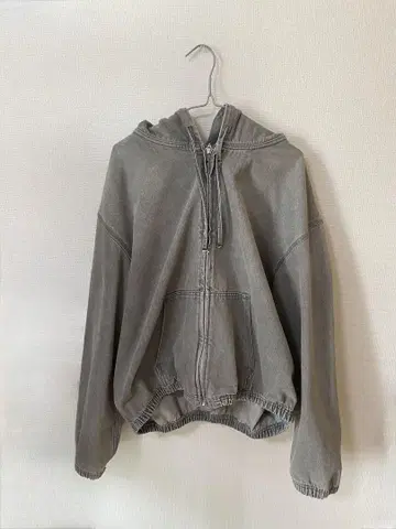 ZARA 그레이 후드 부착 블루종