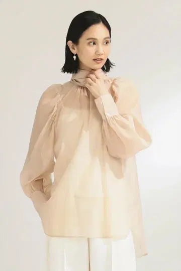 [ 새상품급 ] 오간자 리본 블라우스 Demi-Luxe BEAMS 빔즈