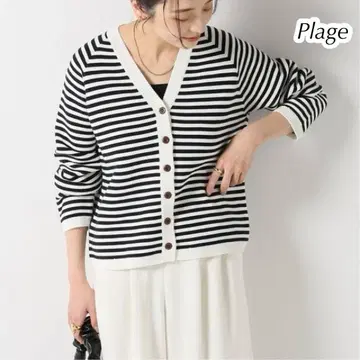 Plage 플라주 MINI 보더 V 가디건 네이비