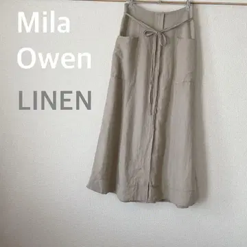 Mila Owen 린넨 플레어 스커트 앞 포켓 0
