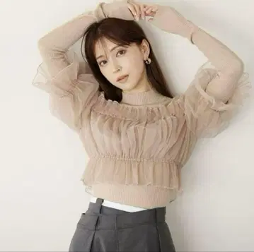 snidel 튤 도킹 니트 풀오버