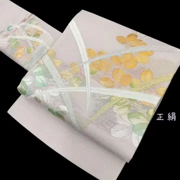 여름 오비 나고야 오비 억새 금은사 연보라색 순수 실크 #522