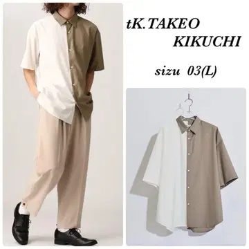 새상품급 tK.TAKEO KIKUCHI 다케오 키쿠치 배색 반팔 셔츠 L