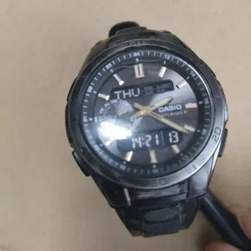 CASIO 전파 솔라 디지털 아날로그 콤비네이션 시계 블랙