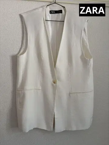 ZARA 화이트 슬리브리스 베스트 L