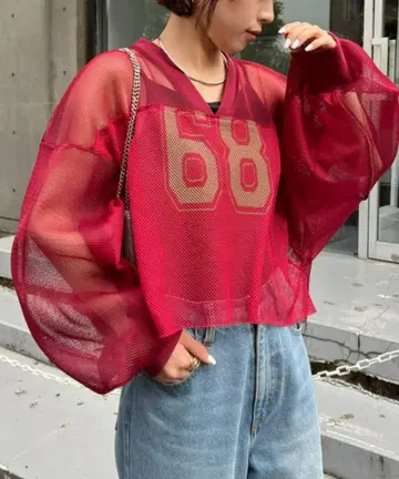 [ etsinta/에신타 ] 리메이크 메쉬 풋볼 TEE