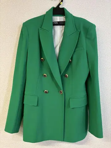 ZARA 그린 더블 브레스트 테일러드 재킷