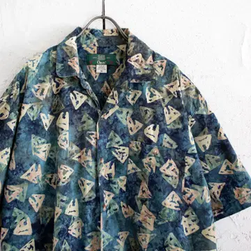 90's ORVIS cotton S/S print shirt M