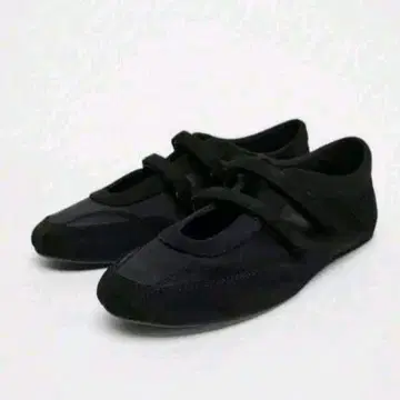 블랙 스트랩 플랫슈즈 메리제인 26cm 벨크로