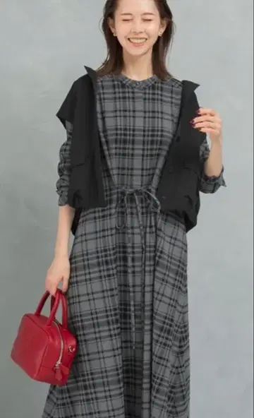 회색 계열 체크 셔츠 원피스 URBAN RESEARCH ROSSO