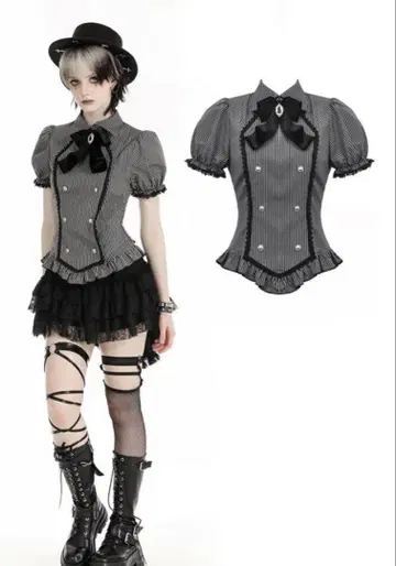 Gothic black ruffle blouse DARK IN LOVE