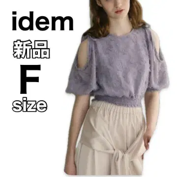 idem 자카드 반팔 블라우스 그레이 오프숄더 시스루 봄/여름