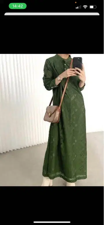 GEOMETRIC FLOWER LACE DRESS 그린