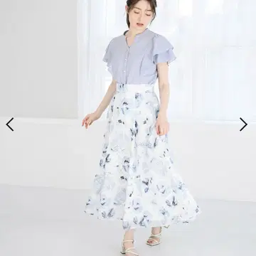미쉬마쉬 수채화 플라워 라메 쉬폰 스커트