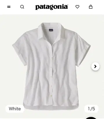 patagonia 여성용 라이트 웨이트 A/C 셔츠 M 화이트