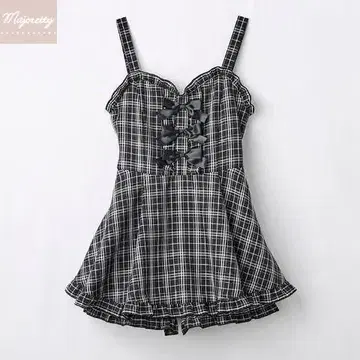 majoretty 쥬겐무 콜라보 올인원 원피스 블랙 체크