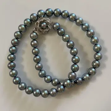 80. 포멀 silver925 펄 목걸이 그레이 예복 관혼상제