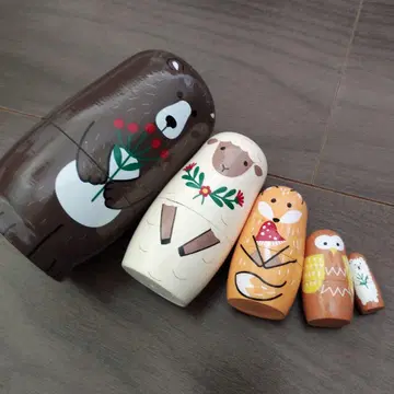 귀여운 동물 마트료시카 5개