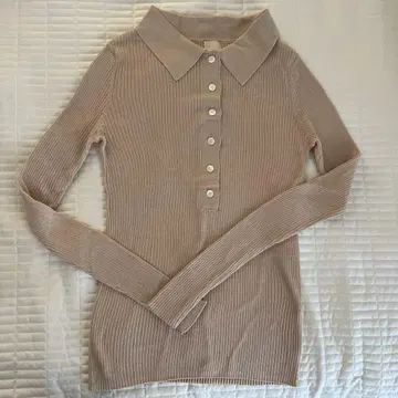 H&M 베이지 리브 피케 셔츠 S 사이즈