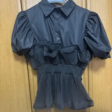 블랙 상의 반팔 셔츠 블라우스
