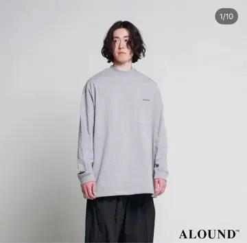 ALOUND 그레이 긴팔 티셔츠 포켓 부착