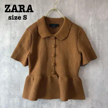 ZARA 자라 니트 페플럼 가디건 브라운 상의 브라운