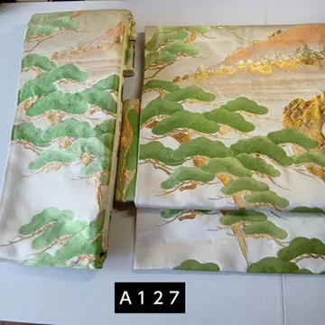 A127 분리형 오비 순수 실크 후쿠로 오비 이중 북 산과 수목