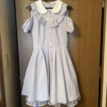 시크릿허니 연보라색 프릴 반팔 원피스
