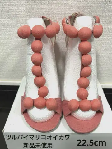 트루 바이 마리코 오이카와 비즈 장식 오픈토 힐 핑크 미사용 새상품