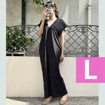 시마무라 laxdantia 락스단티아 도트 셔링 멜빵바지 L