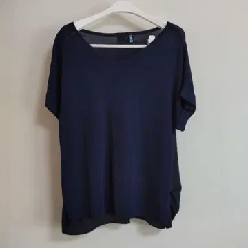 언타이틀 네이비 V넥 반팔 티셔츠 빅 사이즈