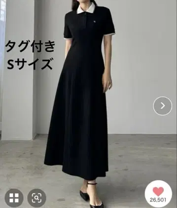 Louere 폴로 원피스 세미 플레어 블랙