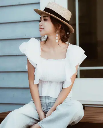 eimy istoire 볼륨 프릴 코튼 상의 미사용 새상품 택 포함